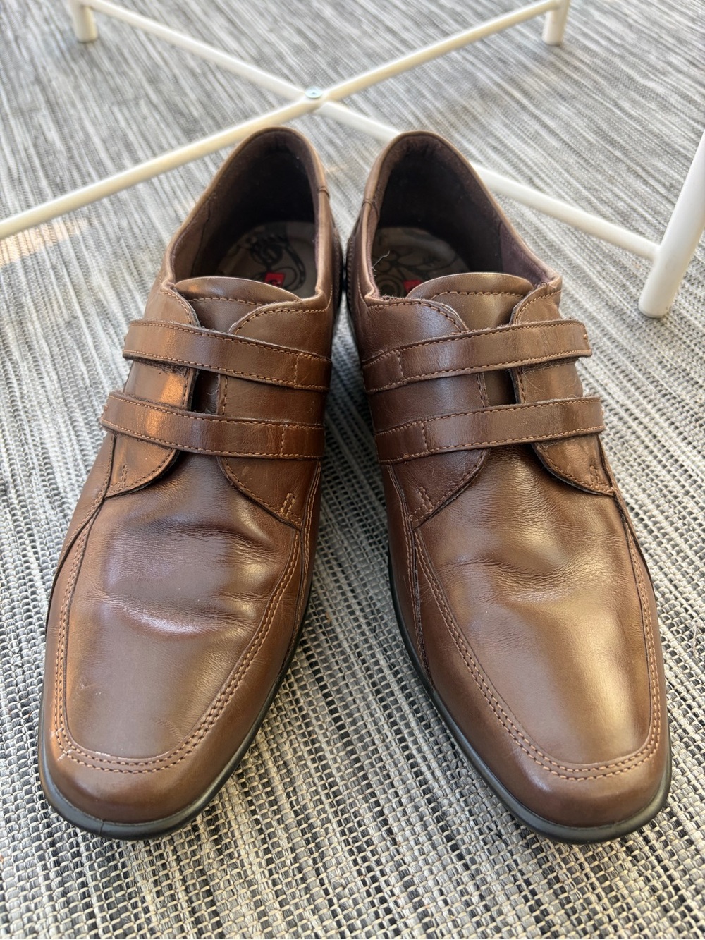 ECCO Light Brown Leather Double Strap Walking Shoes Womens 39 US 8 8.5 Comfort